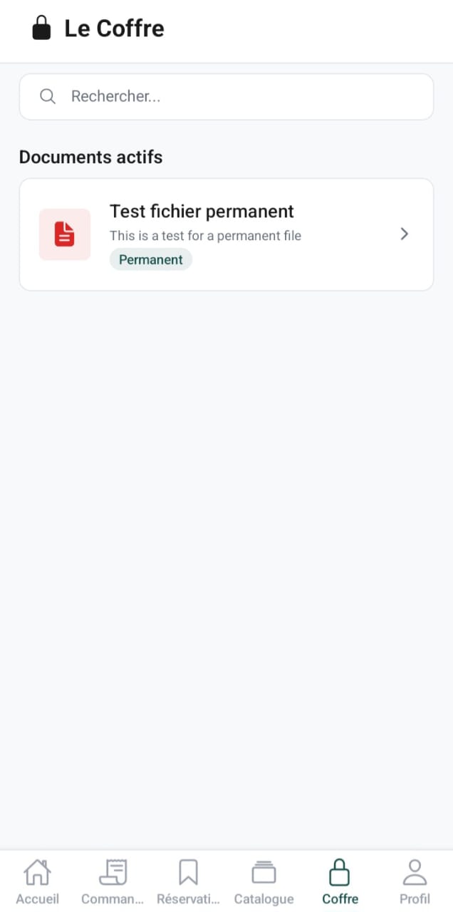 Coffre numérique avec documents et factures